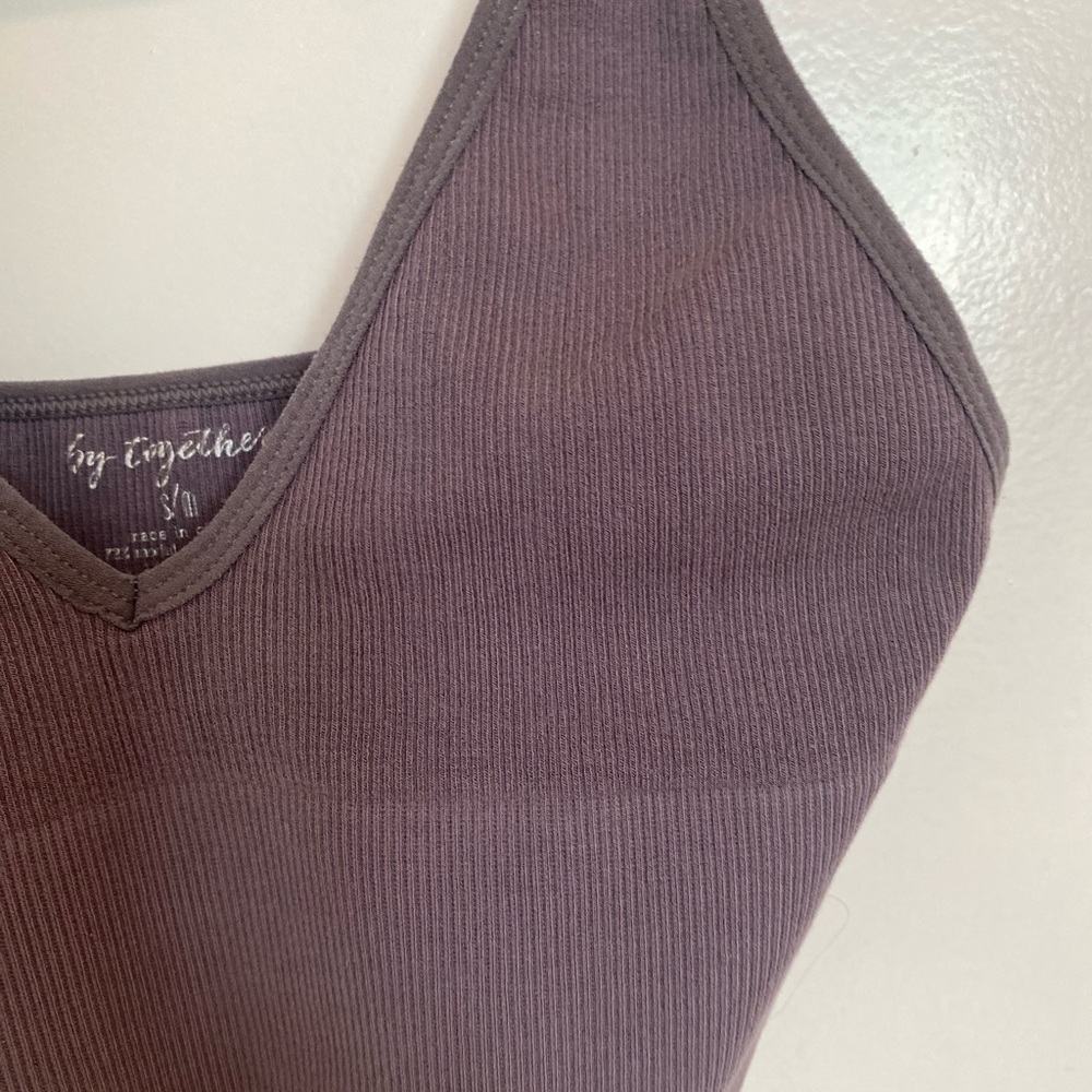 Gray  Ribbed Tank Bralette - Picture 3 of 6